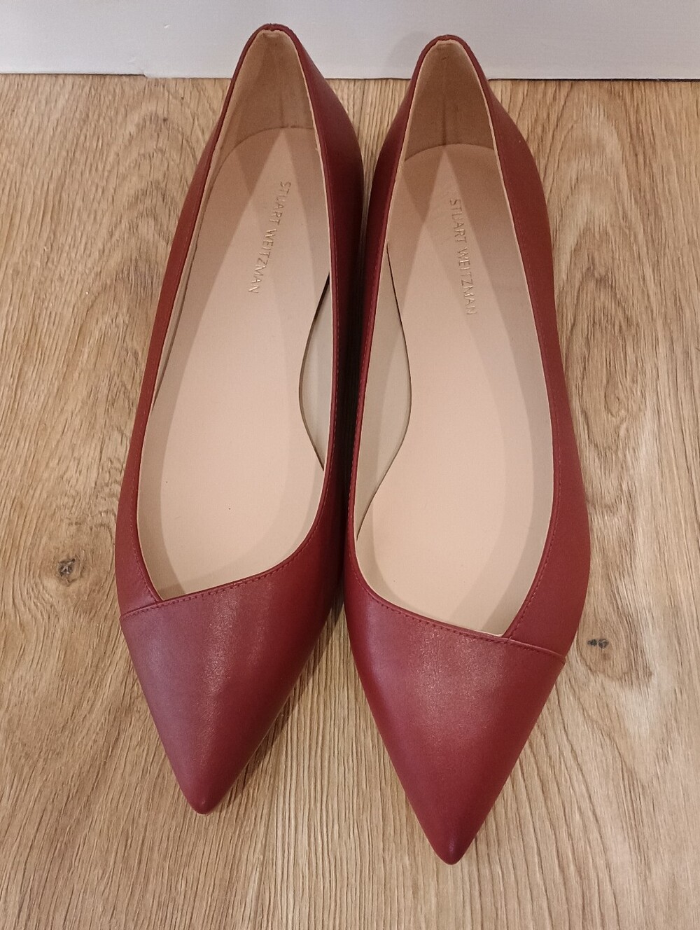 Stuart Weitzman Red Leather Avenue Flats Pointy Toe Size 8.5